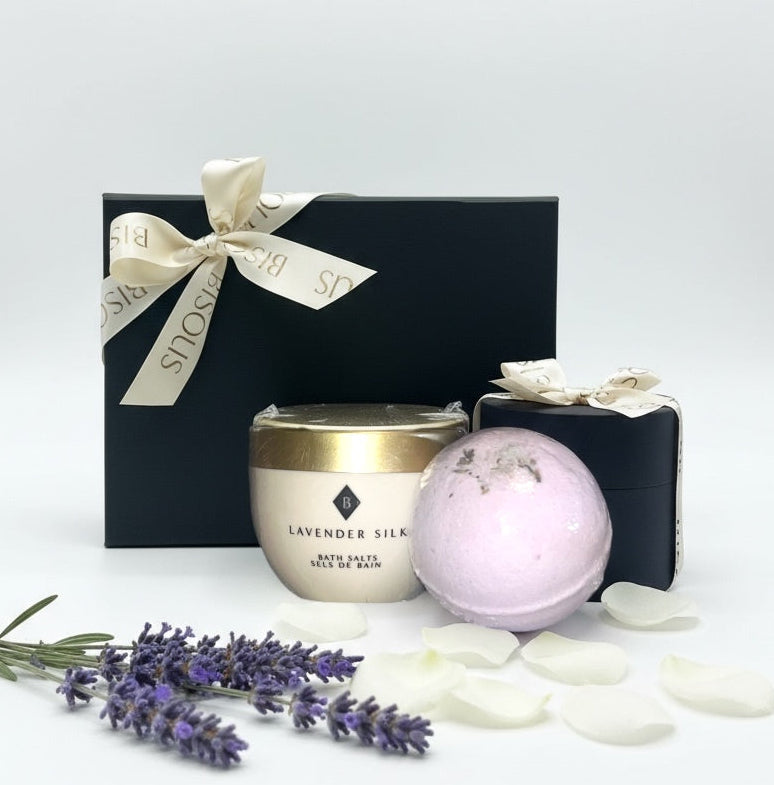 Lavender Silk Bath Bomb & Bath Salts Gift Set